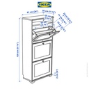 IKEA BRUSALI Kabinet Sepatu dengan 3 Kompartemen Putih 61x30x130cm