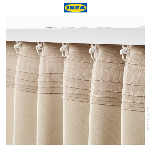 IKEA ANNAKAJSA Gorden Anti Tembus Cahaya 1 Pasang Krem 145x250 cm