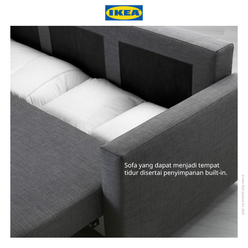 IKEA FRIHETEN Sofa Bed / Tempat Tidur 3 Dudukan Skiftebo Abu Tua