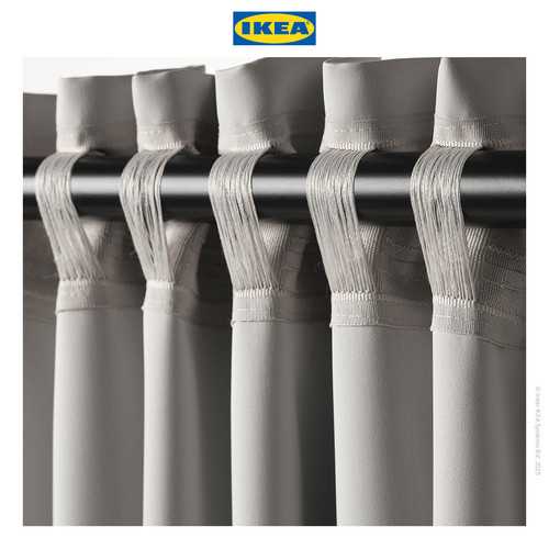 IKEA MAJGULL Gorden Anti Tembus Cahaya 1 Pasang Abu-Abu 145x250 cm
