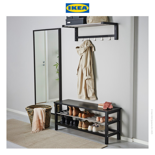 IKEA TJUSIG Bangku Serbaguna dengan Tempat Sepatu Hitam 108x34x50cm