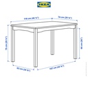 IKEA HAUGA Meja Makan Minimalis Abu-Abu/Veneer Kayu 118x74cm
