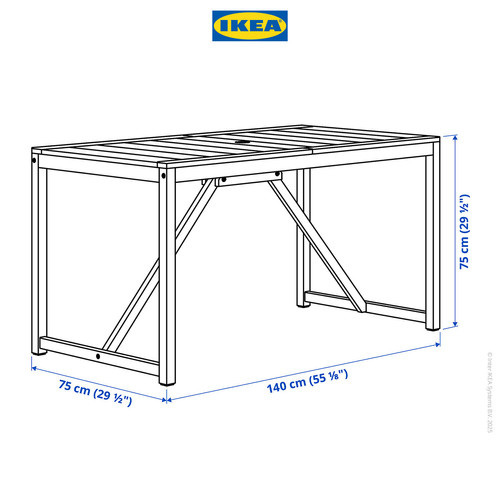 IKEA NAMMARO Meja Luar Ruangan 140x75cm
