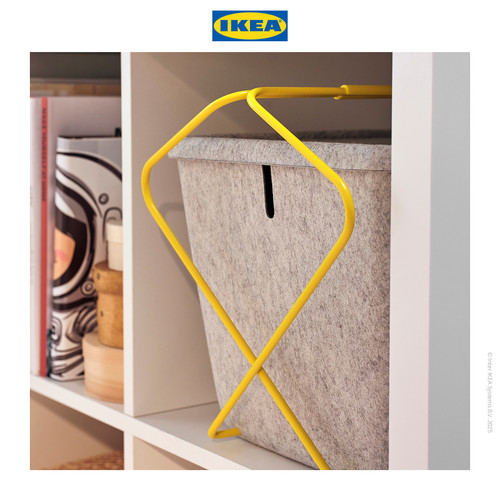 IKEA BRANNBOLL Keranjang Penyimpanan Serbaguna Abu-Abu/Kuning 30x33x30cm