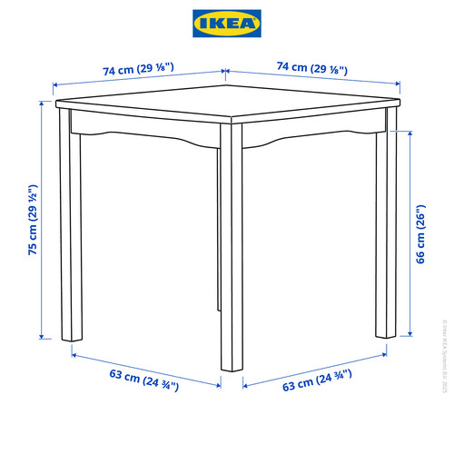 IKEA HAUGA Meja Makan Minimalis Abu-Abu/Veneer Kayu 74x74cm