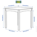 IKEA HAUGA Meja Makan Minimalis Abu-Abu/Veneer Kayu 74x74cm
