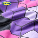IKEA BLASKATA Sarung Duvet 150x200 dan Bantal 50x80 Ungu/Hitam Berpola