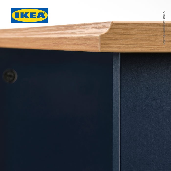 IKEA SKRUVBY Meja Tamu Dengan Kompartemen Penyimpanan 60x60cm Hitam-Biru