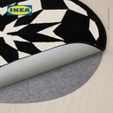 IKEA ENERGISYSTEM Karpet Bulu Tipis Bulat Putih/Hitam 130cm