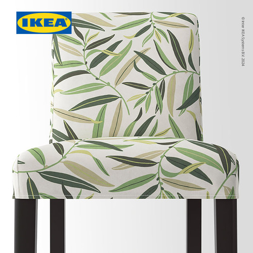 IKEA BERGMUND Kursi Bar Hitam Dengan Sandaran dan Cover 75cm