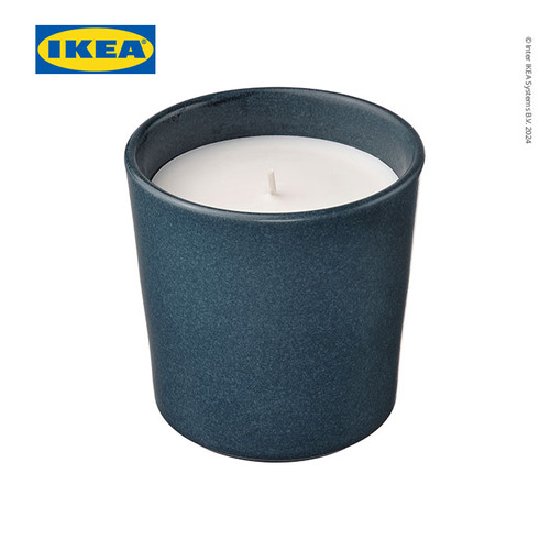 IKEA FRUKTSKOG Lilin Beraroma Dengan Toples Keramik Vetiver & Geranium Tahan 50 Jam