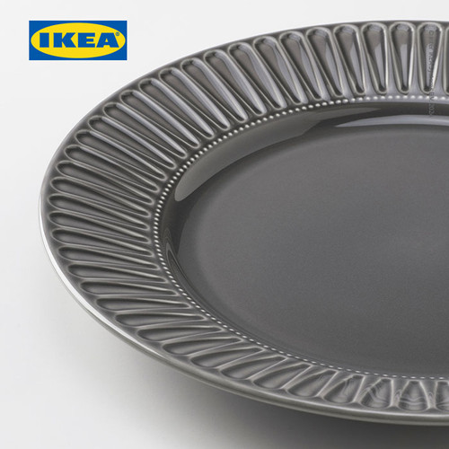 IKEA STRIMMIG Piring Kecil Minimalis Abu-Abu 27cm Isi 4pcs