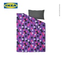 IKEA BLASKATA Sarung Duvet 150x200 dan Bantal 50x80 Ungu/Hitam Berpola