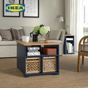 IKEA SKRUVBY Meja Tamu Dengan Kompartemen Penyimpanan 60x60cm Hitam-Biru