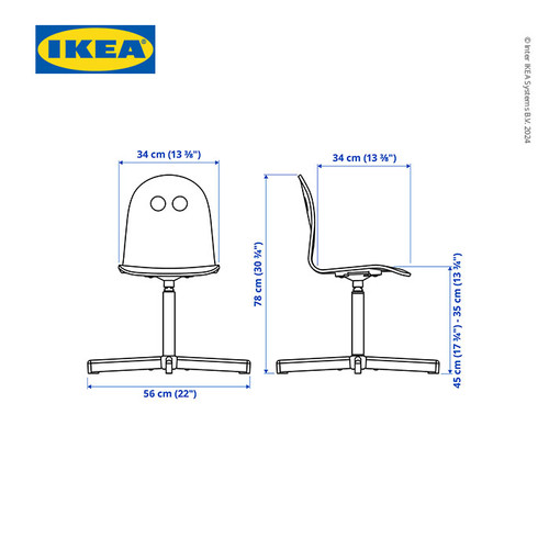 IKEA VALFRED/SIBBEN Kursi Untuk Meja Anak Putih