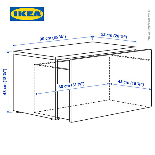 IKEA SMASTAD Bangku Dengan Penyimpanan Mainan Putih/Ungu 90x52x48cm