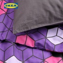 IKEA BLASKATA Sarung Duvet 150x200 dan Bantal 50x80 Ungu/Hitam Berpola