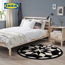 IKEA ENERGISYSTEM Karpet Bulu Tipis Bulat Putih/Hitam 130cm