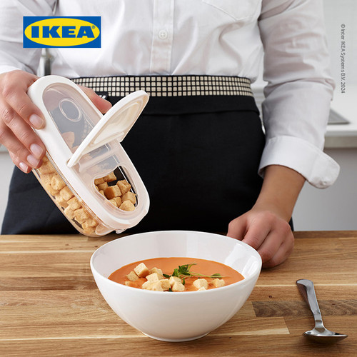 IKEA 365+ Stoples Makanan Kering Dengan Penutup Transparan/Putih 0.3L