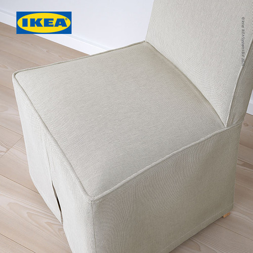 IKEA BERGMUND Kursi Makan Bersarung Panjang Efek Kayu Oak KOLBODA Krem/Abu