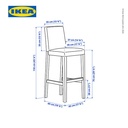 IKEA BERGMUND Kursi Bar Hitam Dengan Sandaran dan Cover 75cm