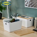 IKEA KUGGIS Kotak Penyimpanan Dengan Tutup Bambu 18x26x15cm
