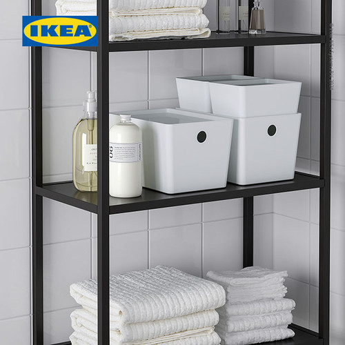 IKEA KUGGIS Kotak Penyimpanan Dengan Tutup Putih 18x26x15cm