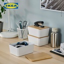 IKEA KUGGIS Kotak Penyimpanan Dengan Tutup Bambu 13x18x8cm