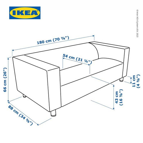 IKEA KLIPPAN Sofa 2 Dudukan Abu-Abu Tua Minimalis Berkualitas