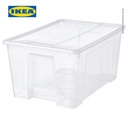 IKEA SAMLA Kotak Penyimpanan Transparan Dengan Tutup 57x39x28 cm/45L