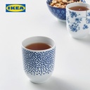IKEA ENTUSIASM Mug / Gelas Kecil Berpola/Biru 22cl Isi 4pcs