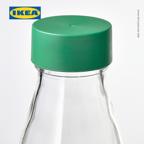 IKEA SPARTANSK Botol Minum Kaca Bening / Hijau 0.5L
