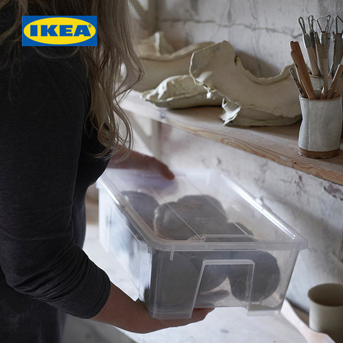 IKEA SAMLA Kotak Penyimpanan Transparan Dengan Tutup 39x28x14 cm/11 L