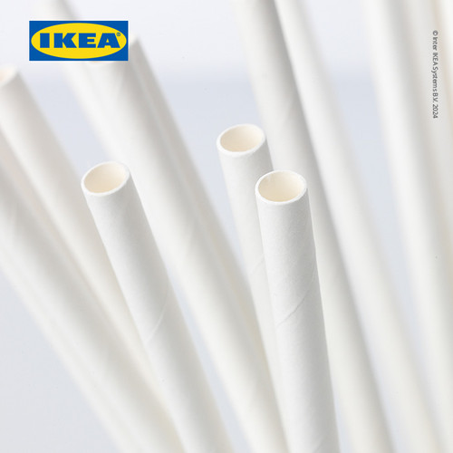 IKEA FORNYANDE Sedotan Minuman Kertas/Putih Isi 100pcs