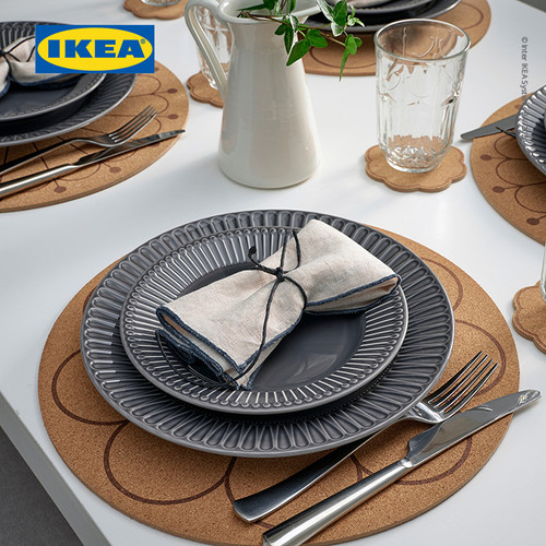 IKEA SVARTVIDE Alas Piring Untuk Meja Makan Gabus/Berpola 35cm