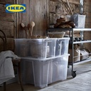 IKEA SAMLA Kotak Penyimpanan Transparan Dengan Tutup 57x39x28 cm/45L