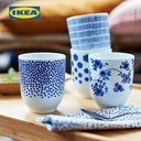 IKEA ENTUSIASM Mug / Gelas Kecil Berpola/Biru 22cl Isi 4pcs