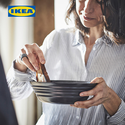 IKEA NATBARB Piring Cekung Hitam 19cm