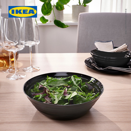 IKEA NATBARB Mangkuk Saji Hitam 22cm