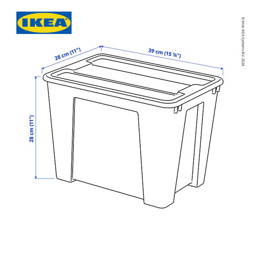 IKEA SAMLA Kotak Penyimpanan Transparan Dengan Tutup 39x28x28cm / 22L