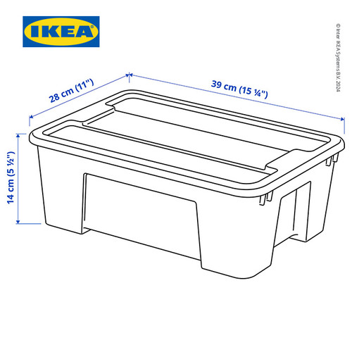 IKEA SAMLA Kotak Penyimpanan Transparan Dengan Tutup 39x28x14 cm/11 L