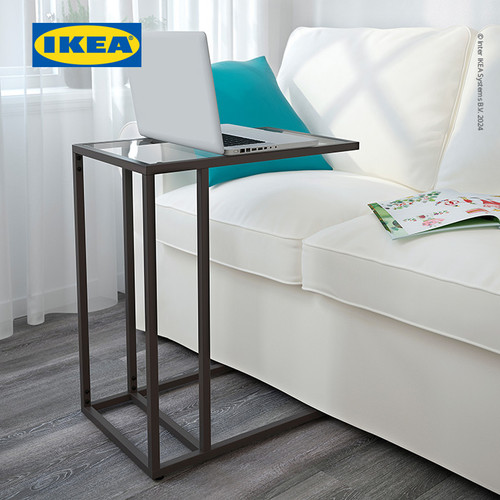 IKEA VITTSJO Meja Kerja / Meja Laptop / Stand Laptop Kaca Hitam-Cokelat Minimalis 35x65cm