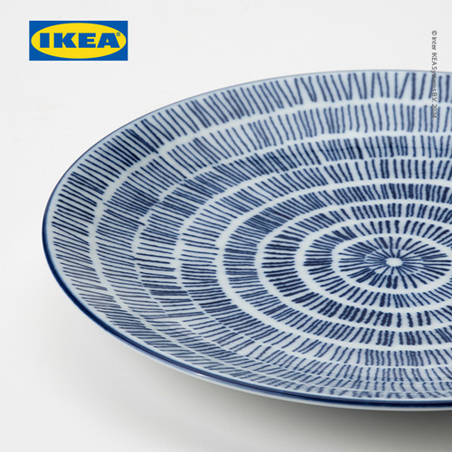 IKEA ENTUSIASM Piring Makan Kecil Berpola/Biru 18cm Set Isi 4pcs