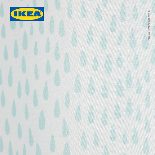 IKEA RANEALVEN Tirai Shower Putih/Toska 180x200cm