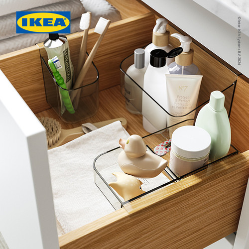 IKEA VISSLAAN Kotak Pengatur Laci Abu-Abu Set Isi 3pcs