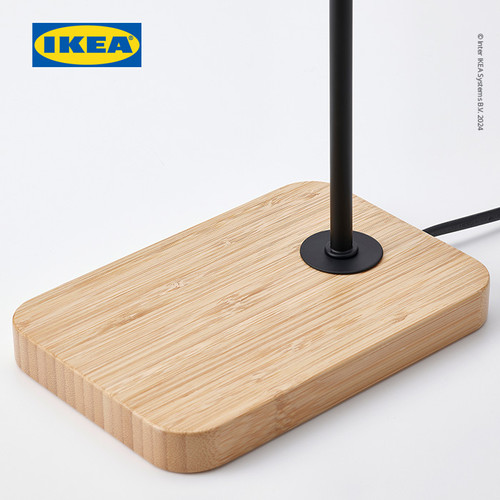 IKEA TVARHAND Lampu Meja Minimalis Hitam/Bambu