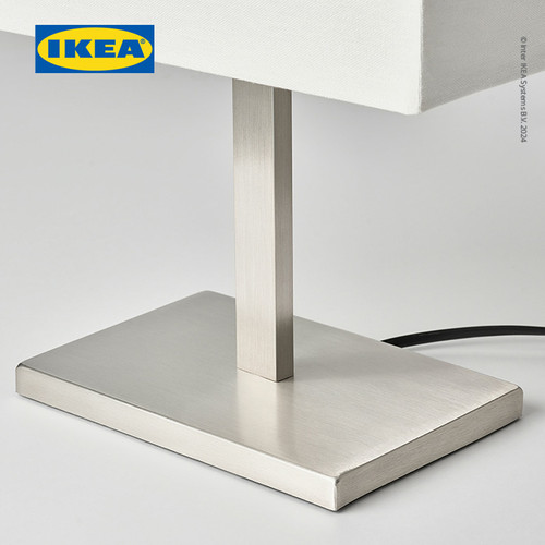 IKEA TOMELILLA Lampu Meja Minimalis Dilapisi Nikel/Putih 36cm