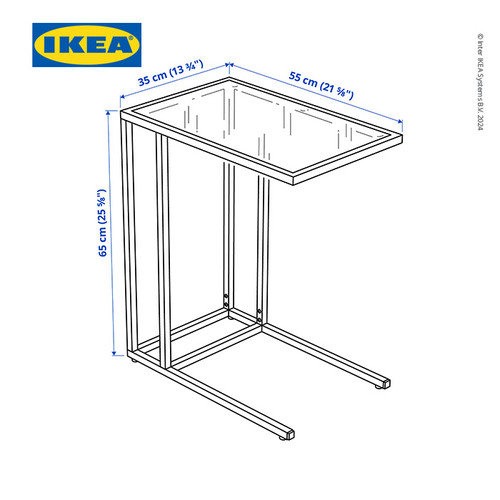 IKEA VITTSJO Meja Kerja / Meja Laptop / Stand Laptop Kaca Hitam-Cokelat Minimalis 35x65cm