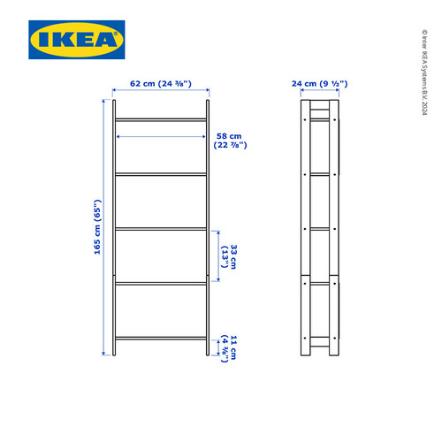 IKEA LAIVA Rak Buku Minimalis Hitam-Cokelat Berkualitas 62x165 cm