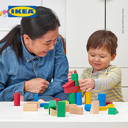 IKEA UNDERHALLA Balok Kayu Mainan Aneka Warna Set Isi 40pcs